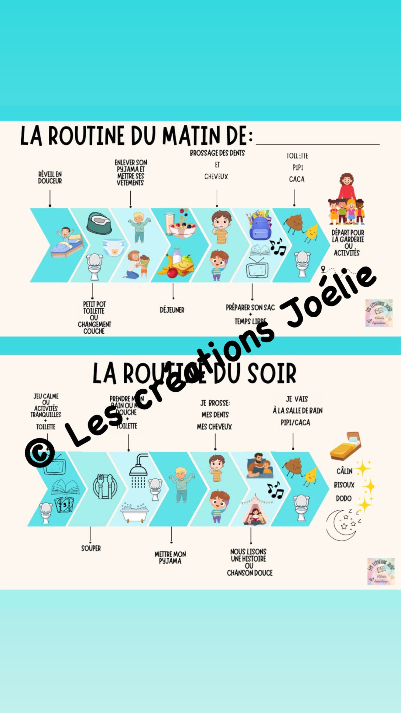 Tableau de routine gars 0-5 ans départ et retour garderie