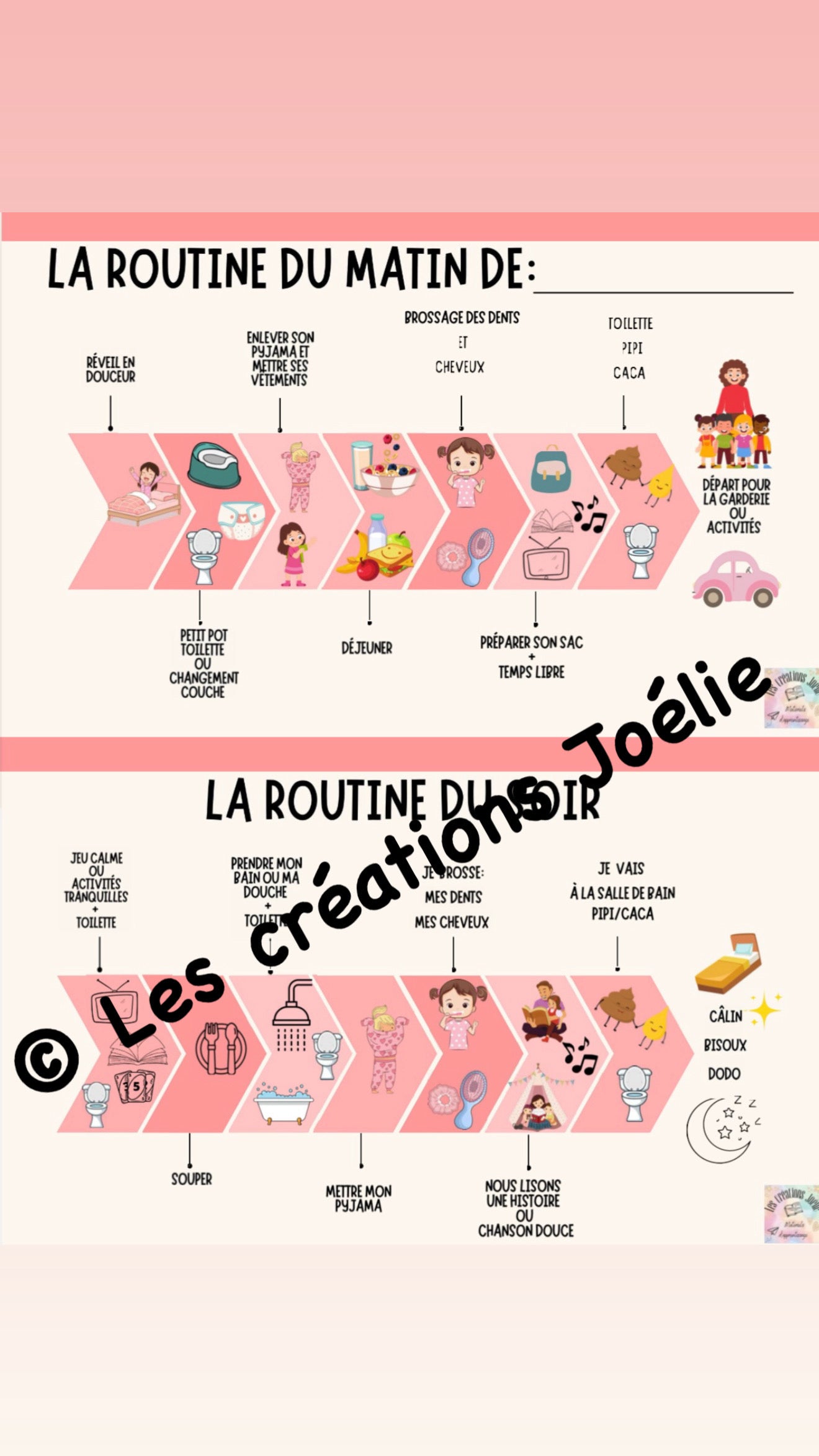 Tableau de routine 0-5 ans Garderie